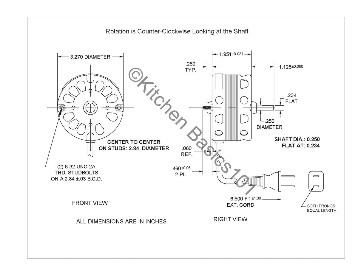 3.3 Inch Diameter Vent Fan Motor O33700