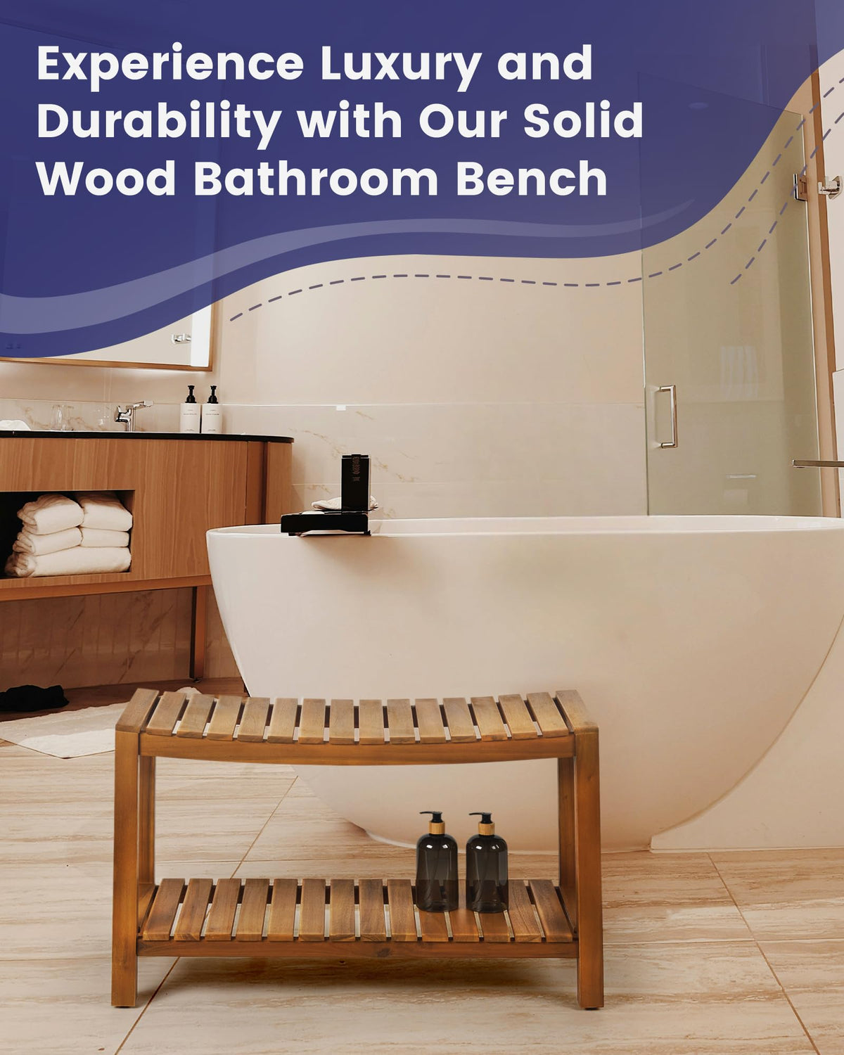 32" Solid Wood Teak Shower Bench T982