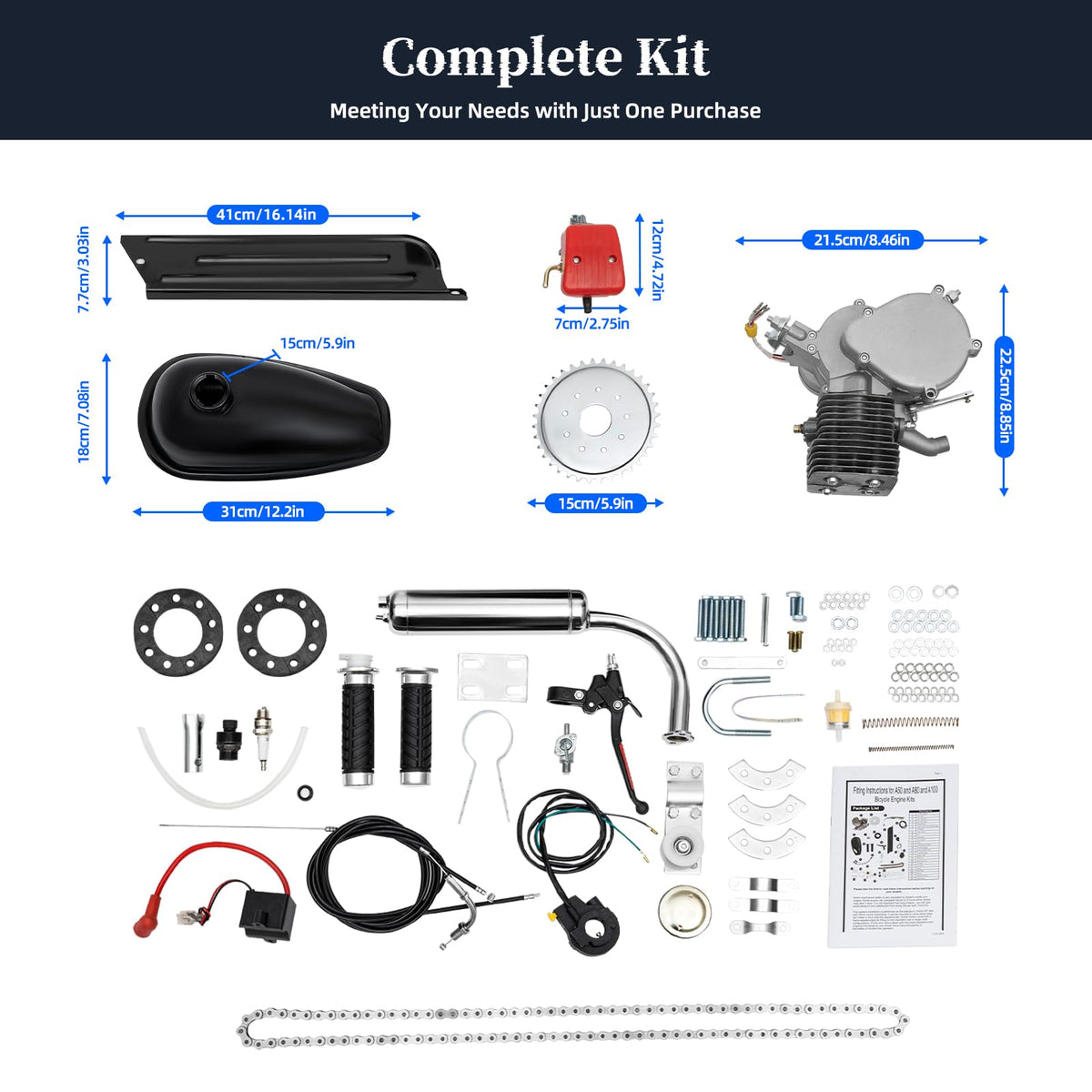100cc 2-Stroke Air-Cooling Bicycle Engine Kit C117