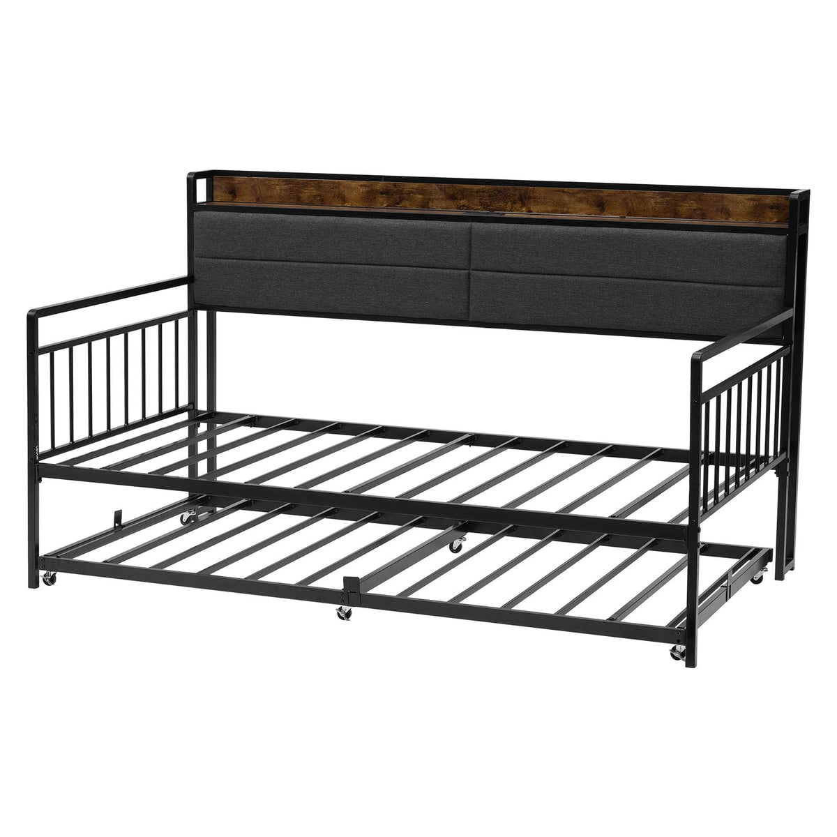 Twin Size Metal Daybed with Trundle V66245