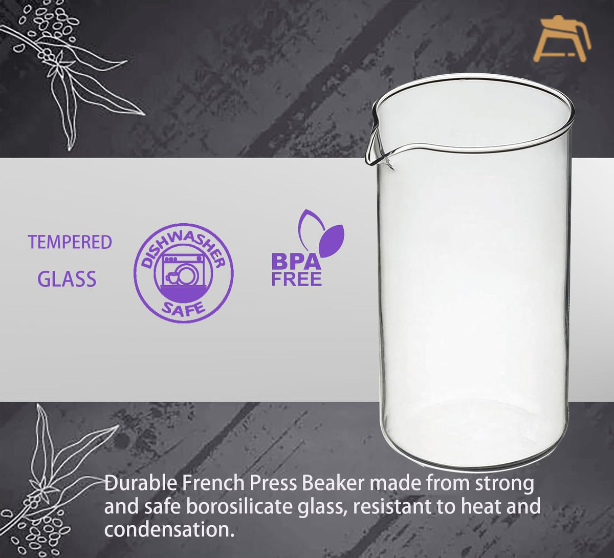 34 oz Borosilicate Glass French Press Replacement Beaker B6774