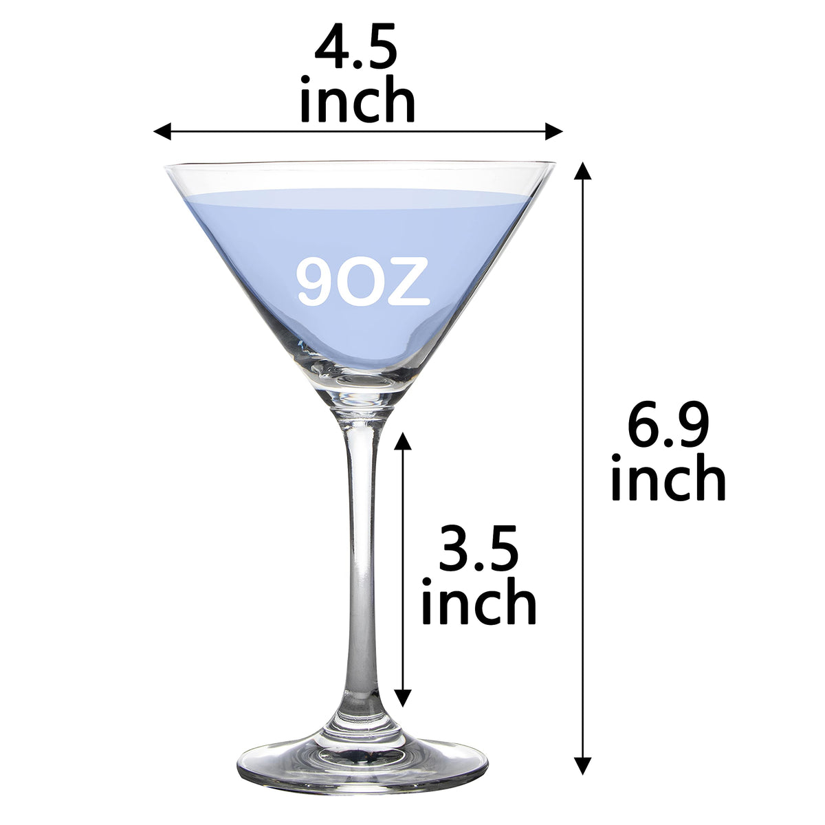 Clear 9 Ounce Set of 4 Martini Cocktail Glasses S6808