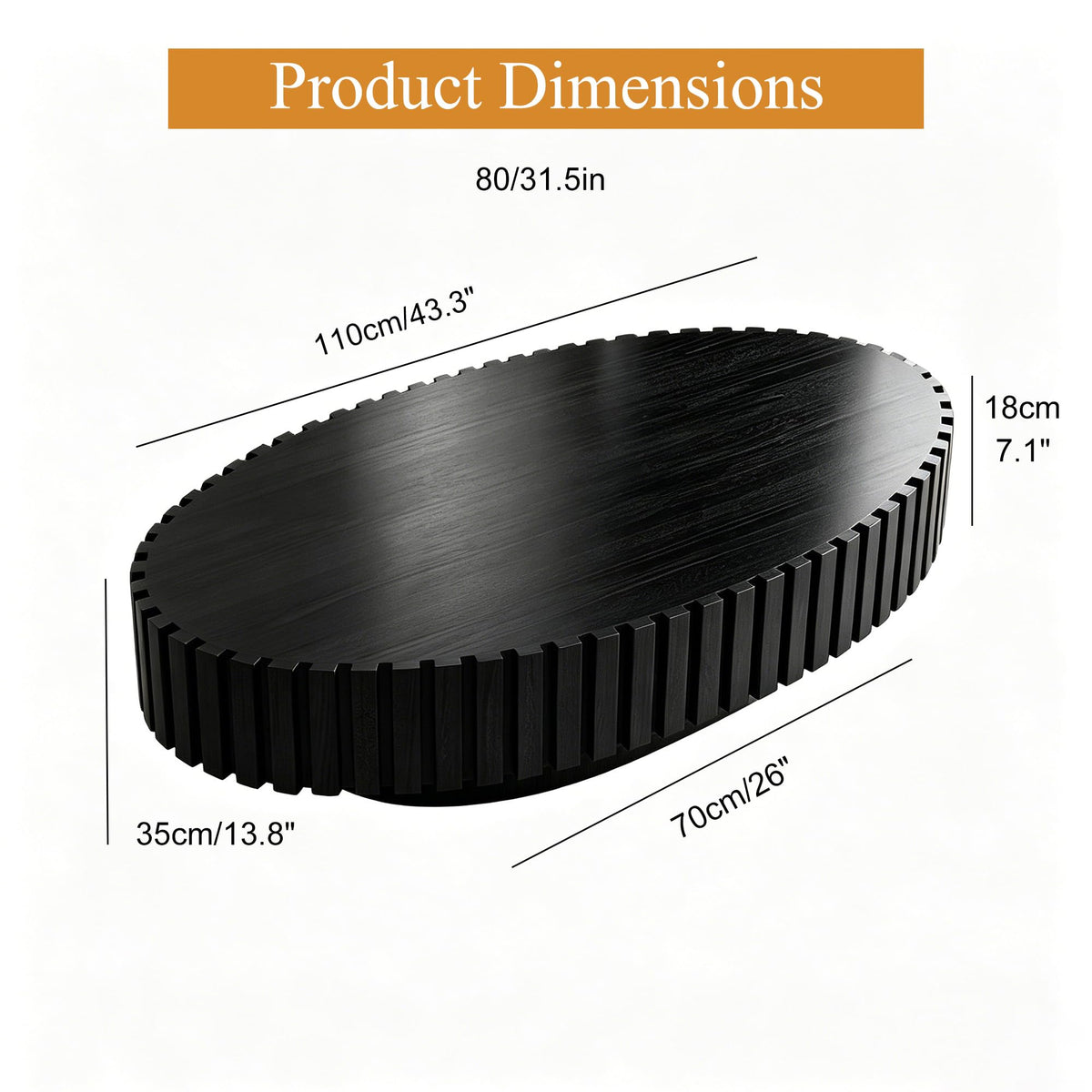 Oval Drum Coffee Table with Pedestal V26936