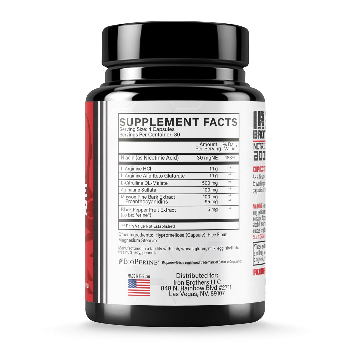 120 Vegan Capsules Nitric Oxide Supplement T7994