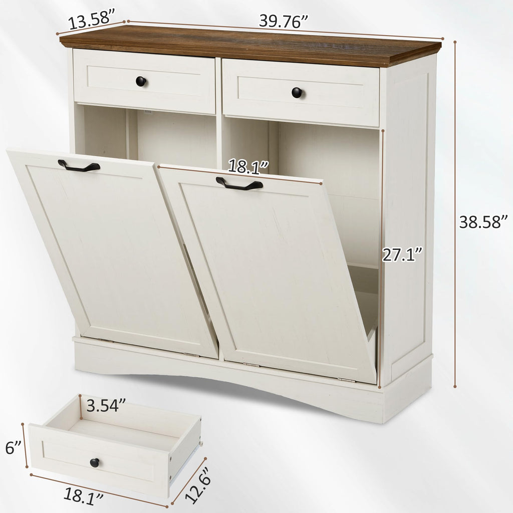 Antique White Double Tilt Out Trash Cabinet B17142