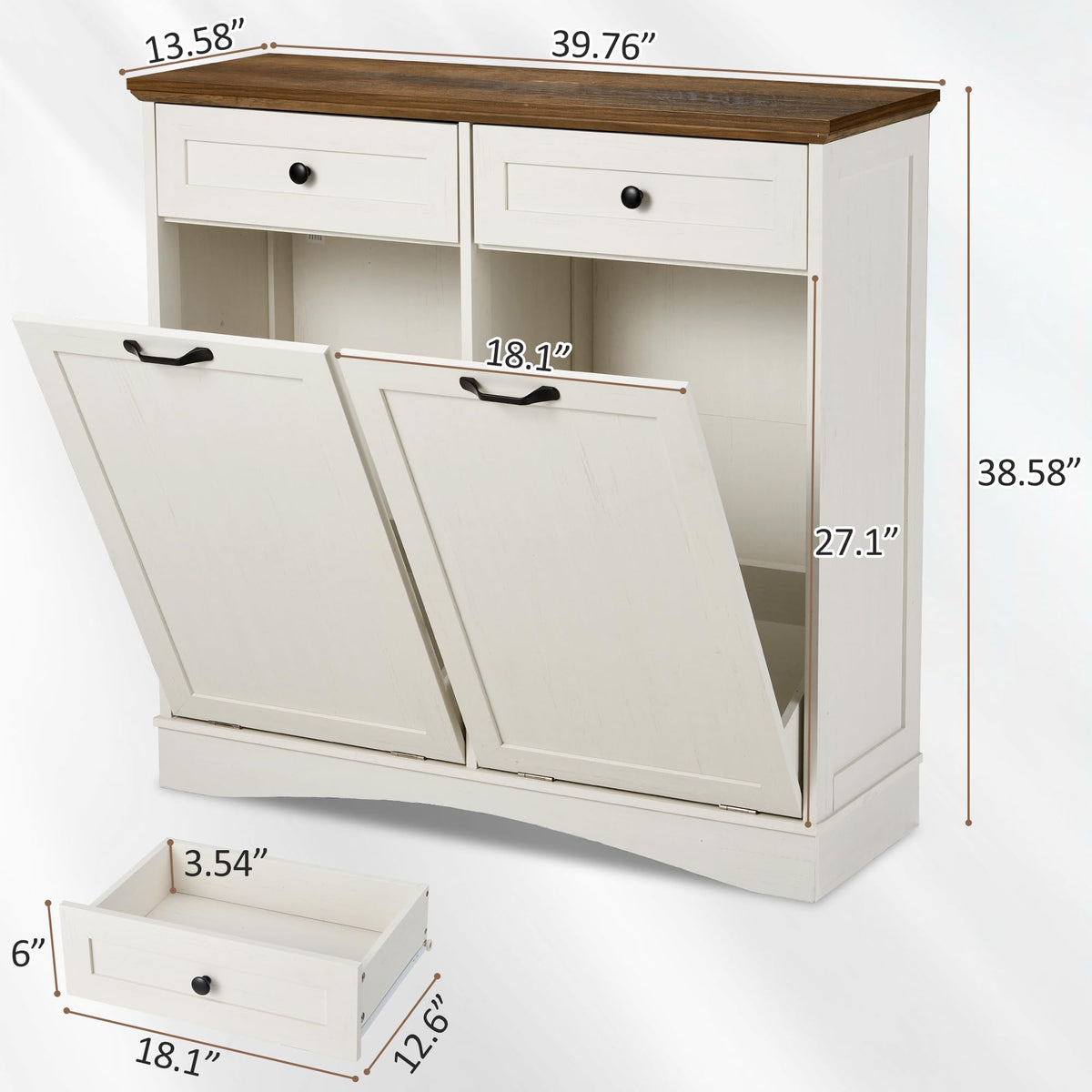 Antique White Double Tilt Out Trash Cabinet B17142