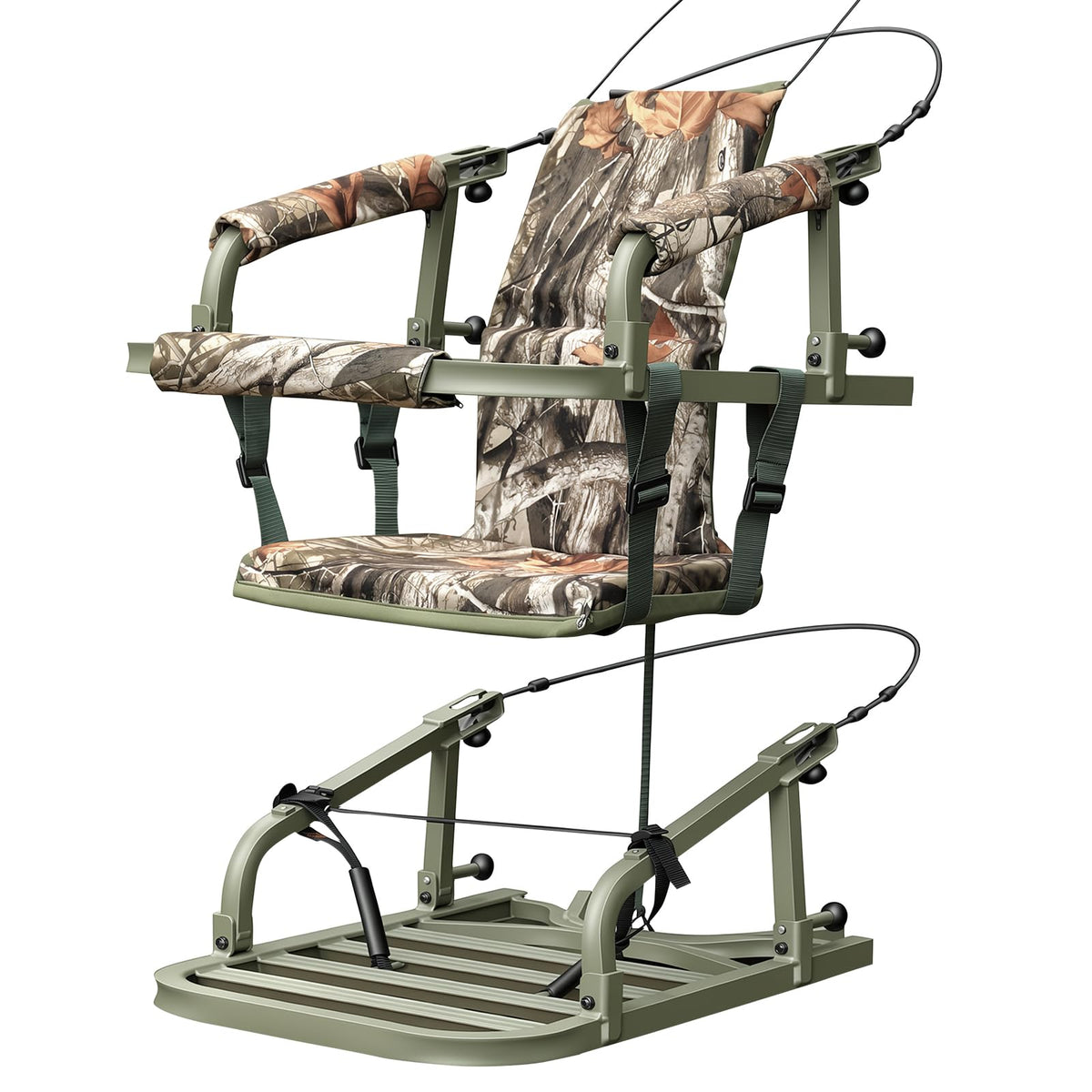 Climbing Tree Stand with Harness and Camo Seat Cushion E9518