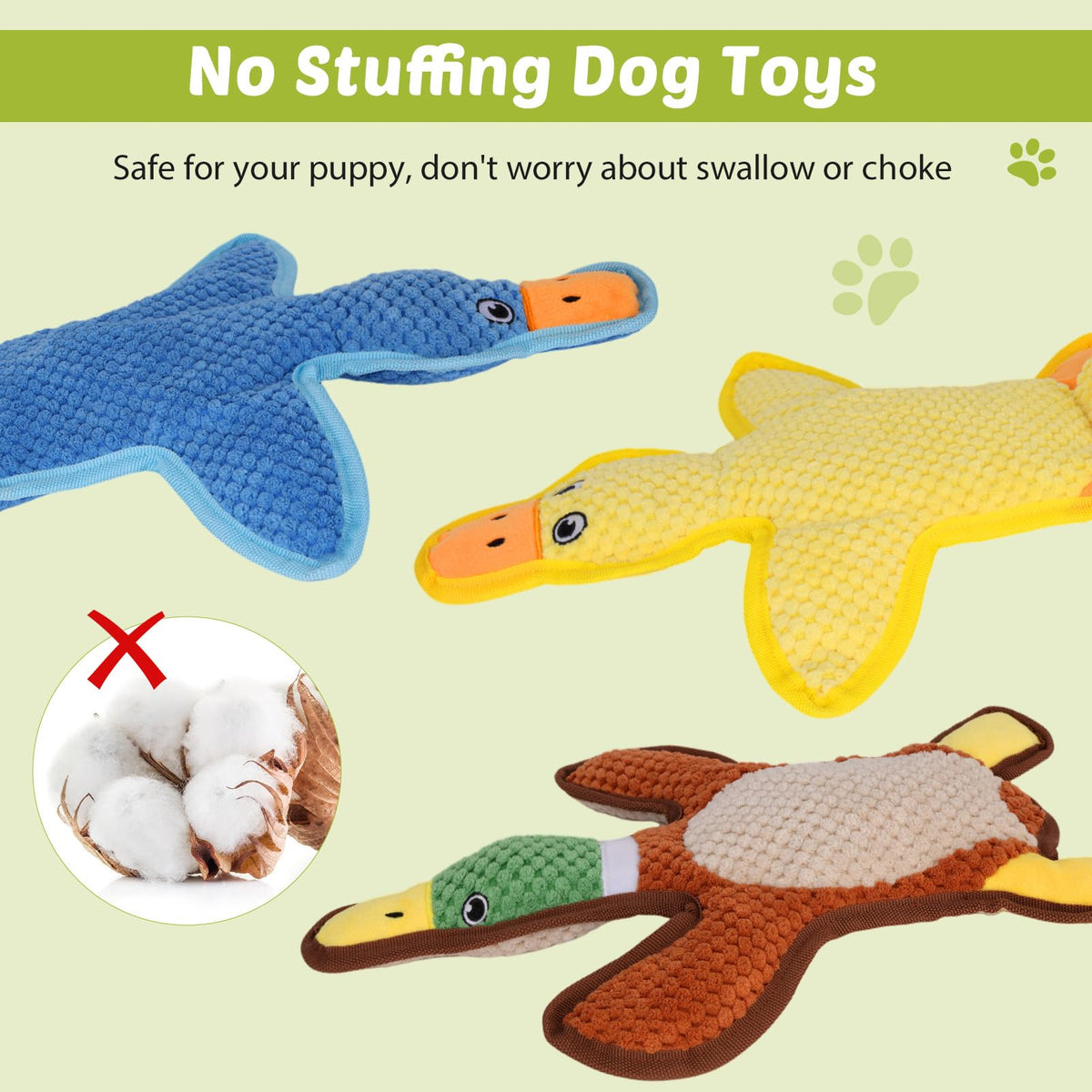 3-Pack No-Stuffing Squeaky Crinkle Dog Chew Toy W363