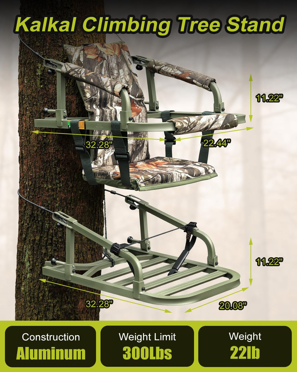 Climbing Tree Stand with Harness and Camo Seat Cushion E9518