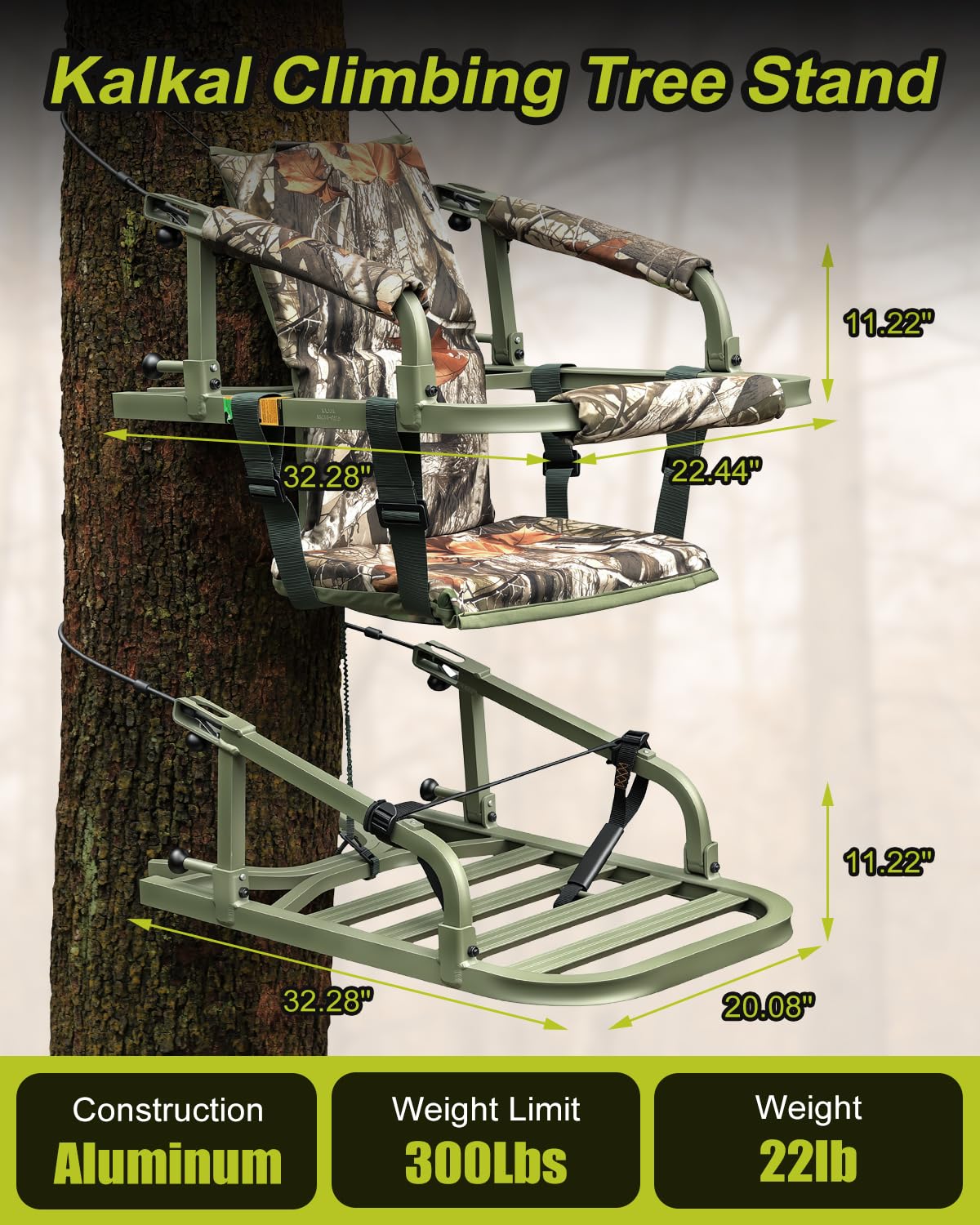 Climbing Tree Stand with Harness and Camo Seat Cushion E9518