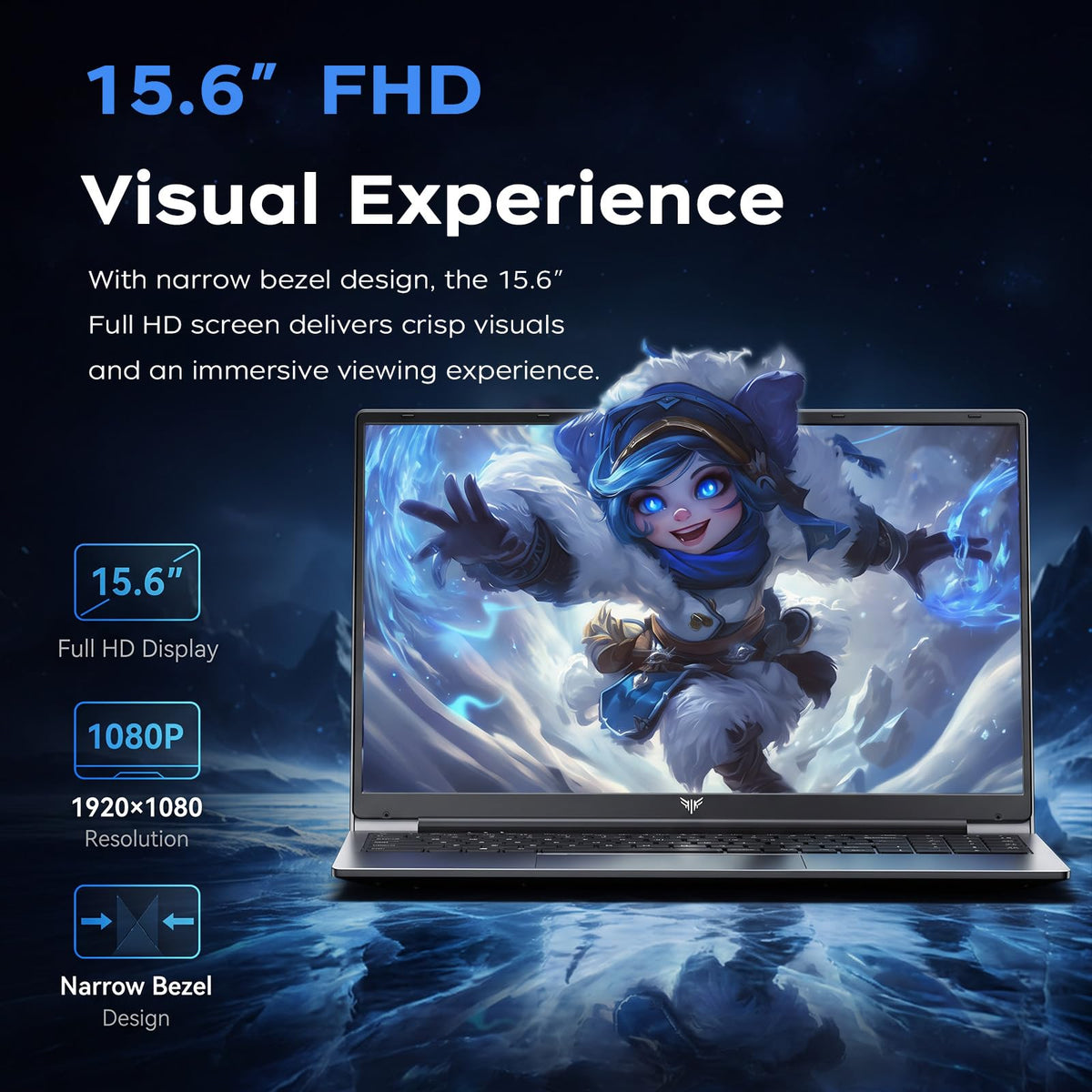 Laptop with Intel i3 Processor, 8GB RAM 256GB SSD, 15.6" FHD Display V290