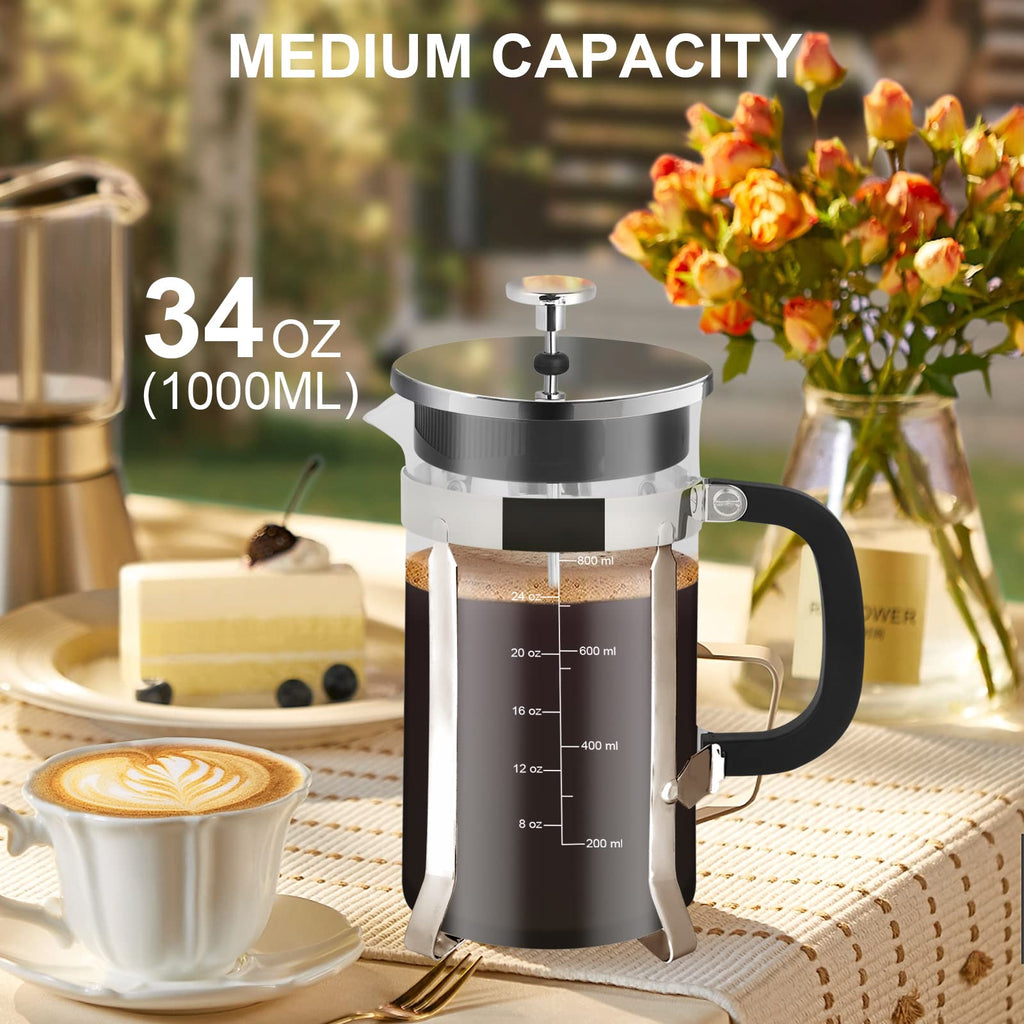 34oz Stainless Steel French Press Coffee Maker A982566