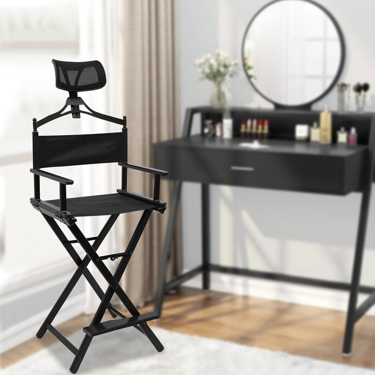 Foldable Makeup Artist Chair 300lbs Gold N761