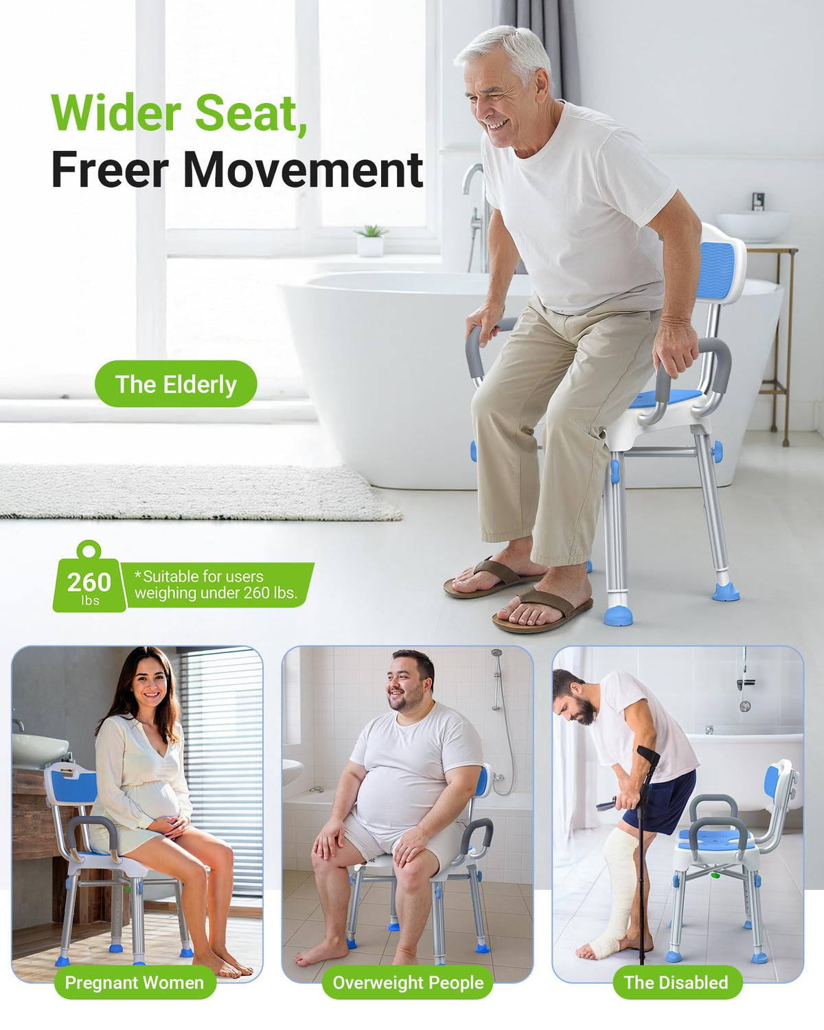 H-Shaped Shower Chair 500 lbs N325636