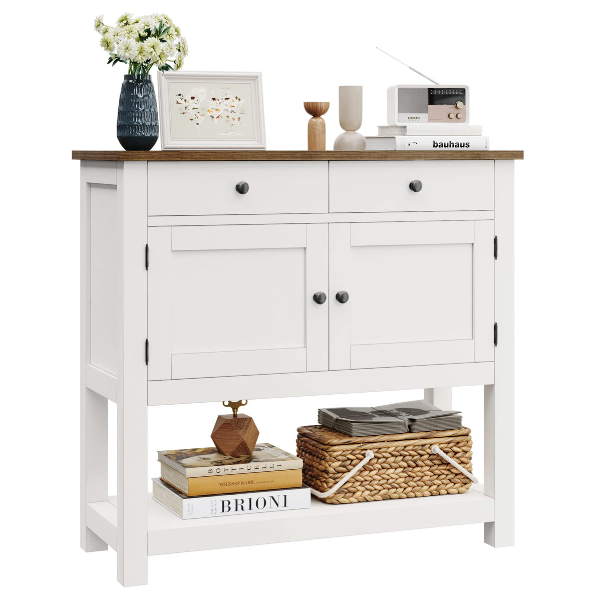 White Console Table with Storage X3028