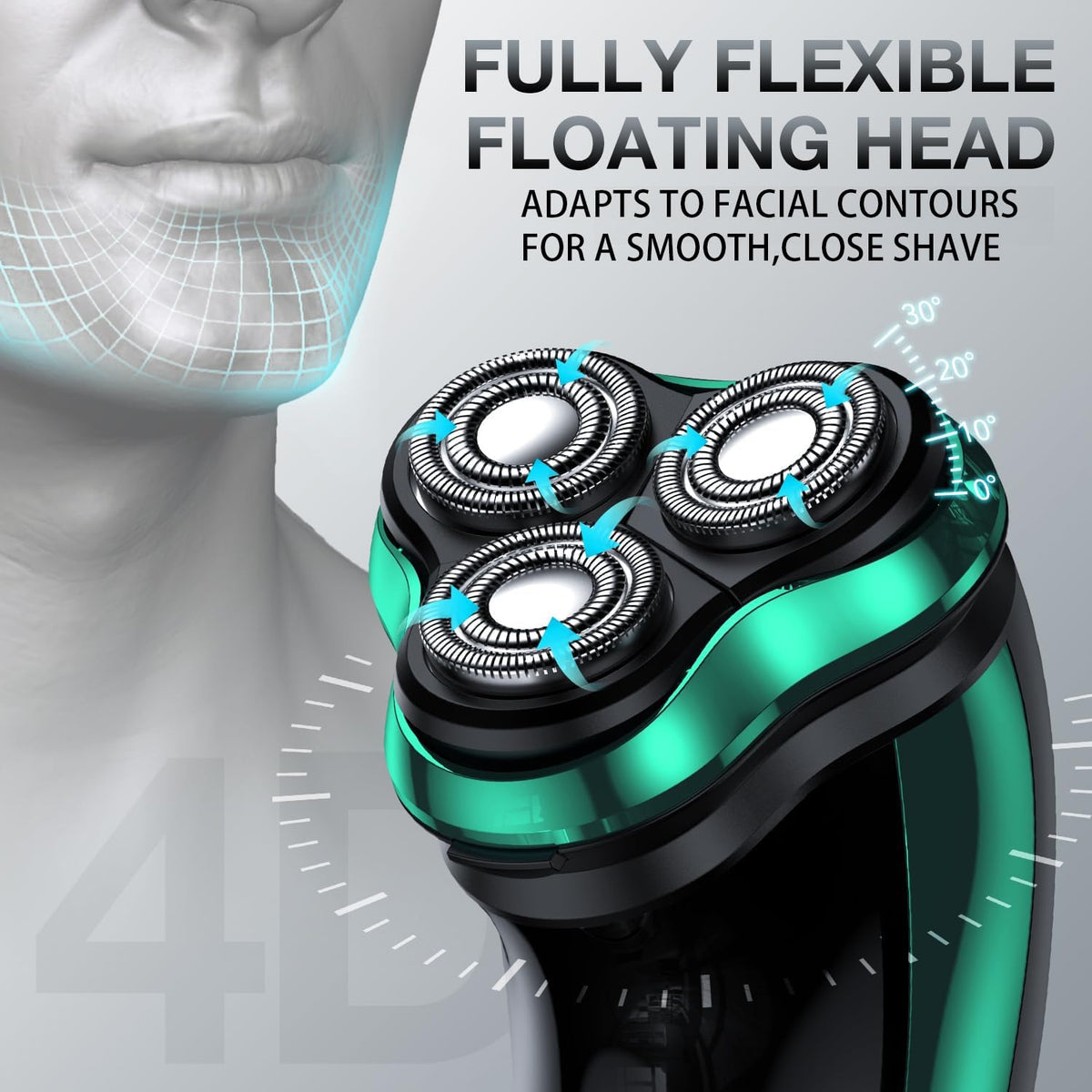 Cordless Rechargeable Rotary Electric Razor with Pop-Up Trimmer P111
