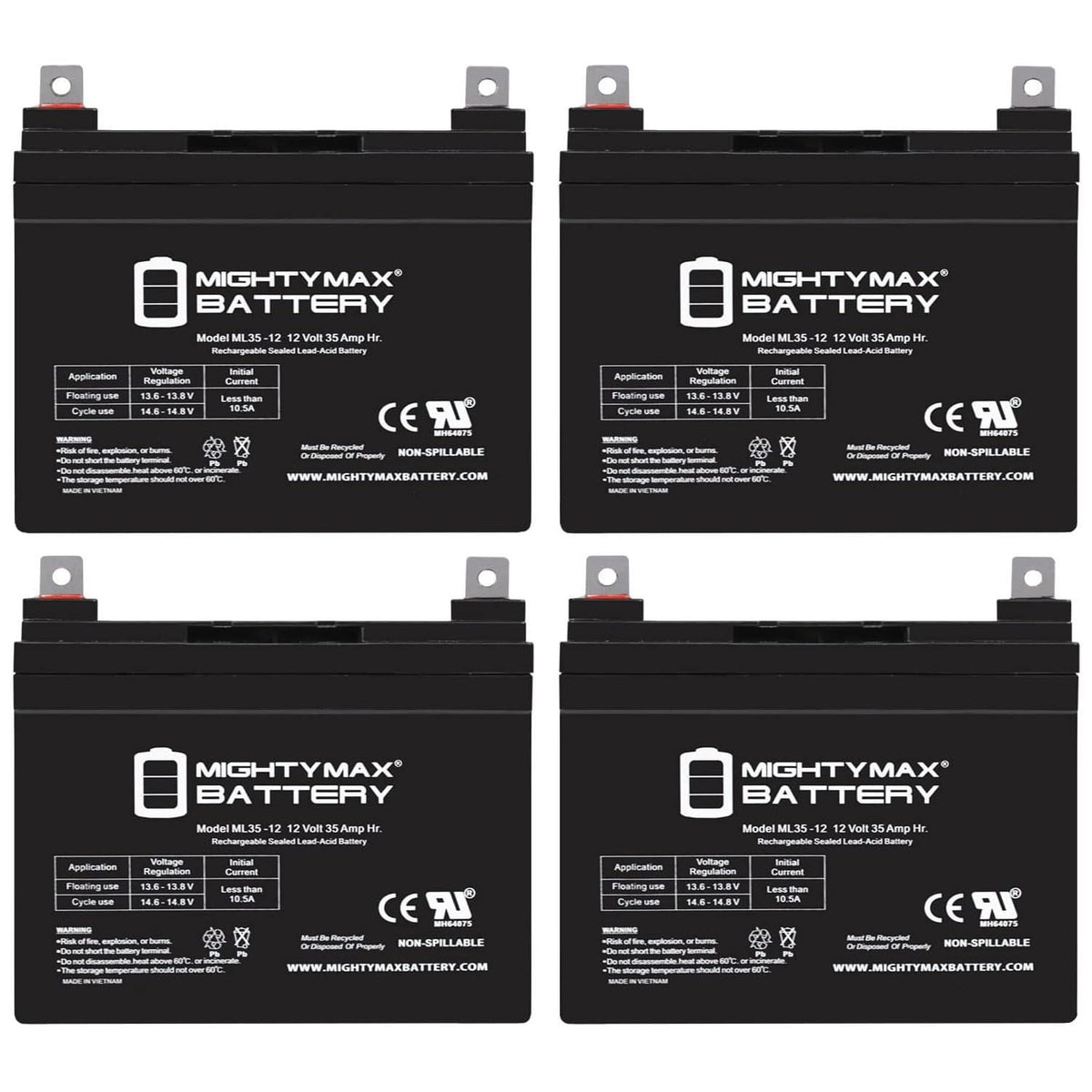 12V 35AH SLA Battery 4 Pack J233