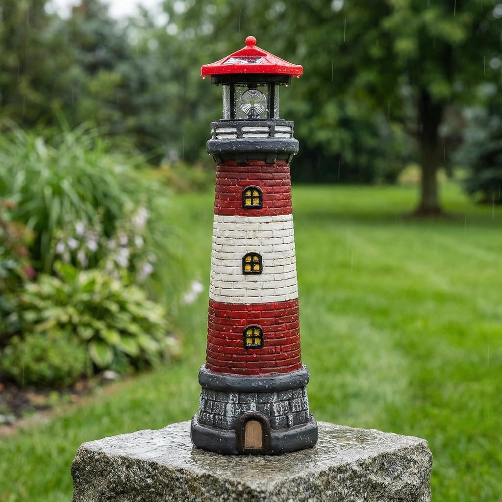 15" Rotating Lighthouse Outdoor Statue K2366