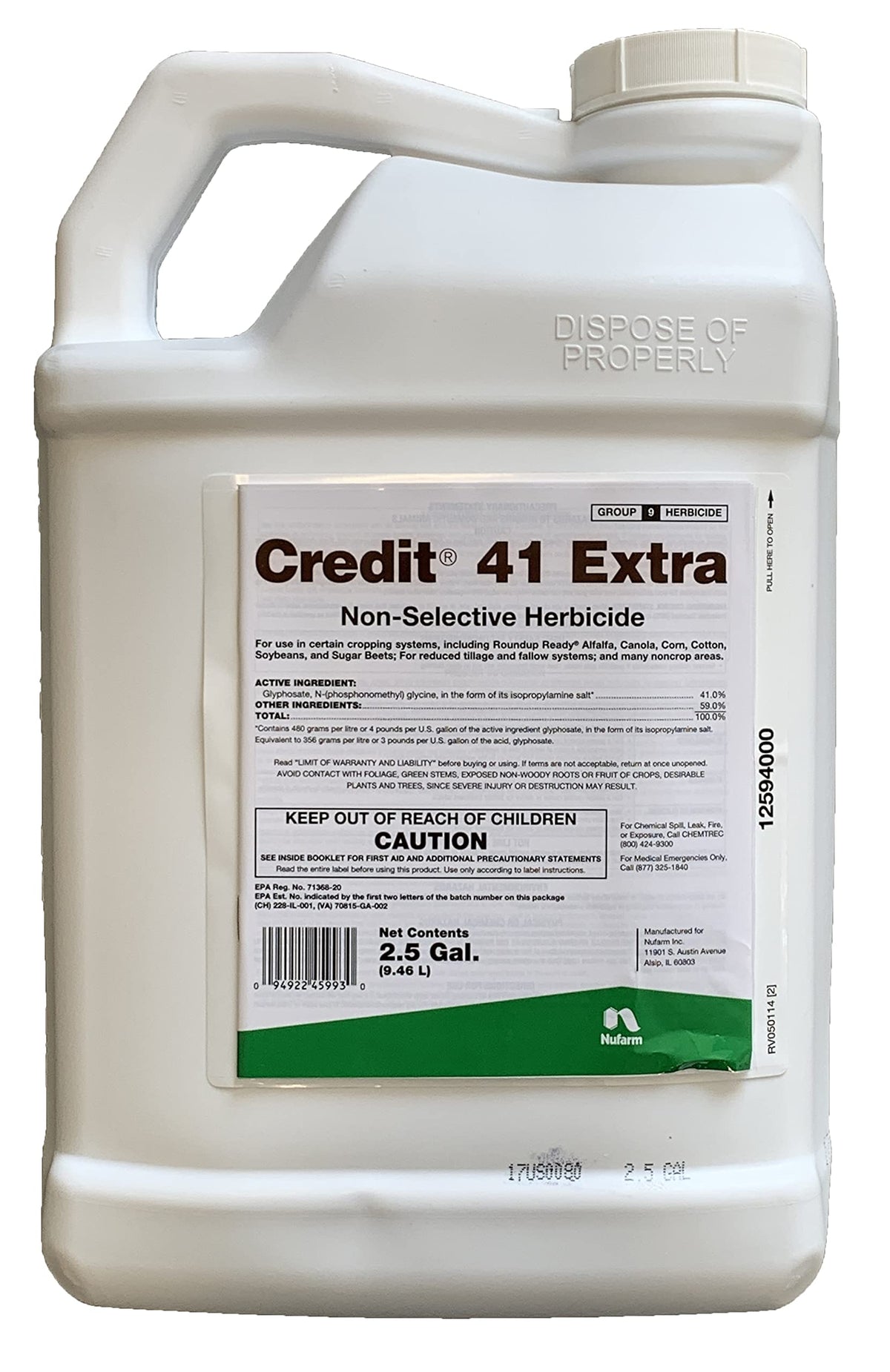41% Glyphosate Herbicide 2.5 gallons B462885