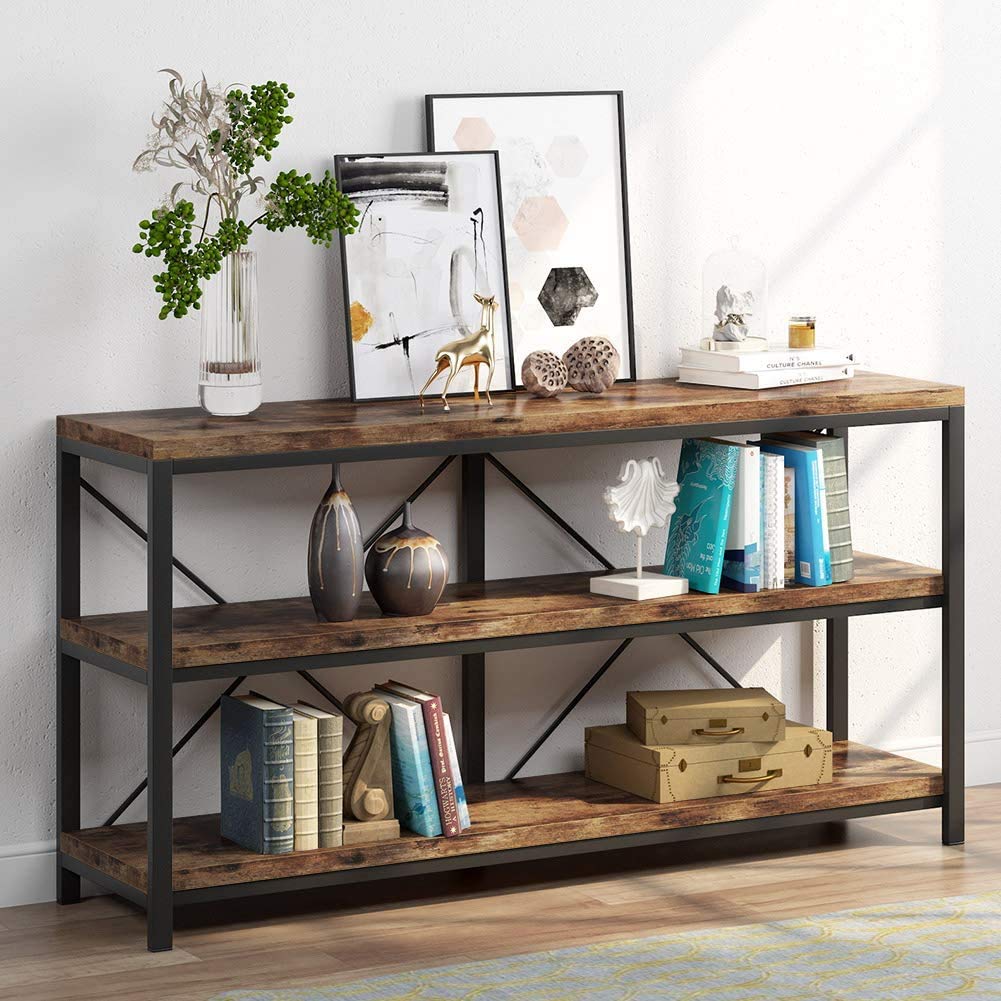 55 Inches 3 Tiers Console Table with Storage Shelves S567
