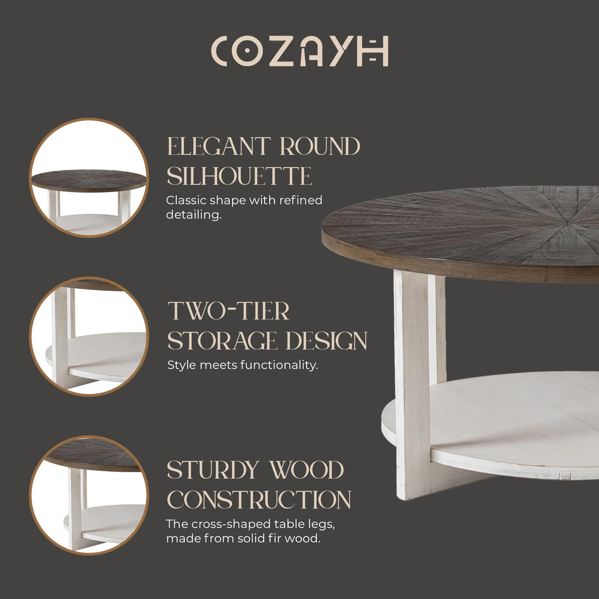Round Farmhouse Coffee Table M7239
