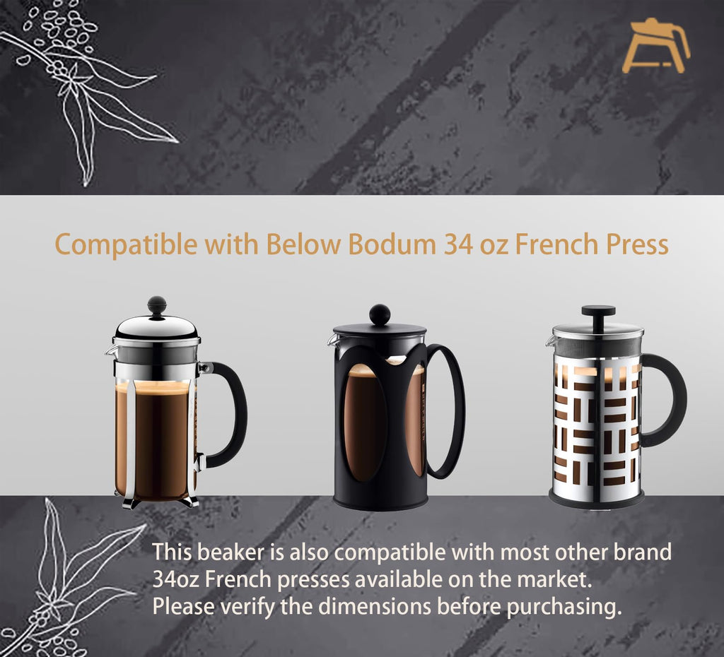 34 oz Borosilicate Glass French Press Replacement Beaker B6774