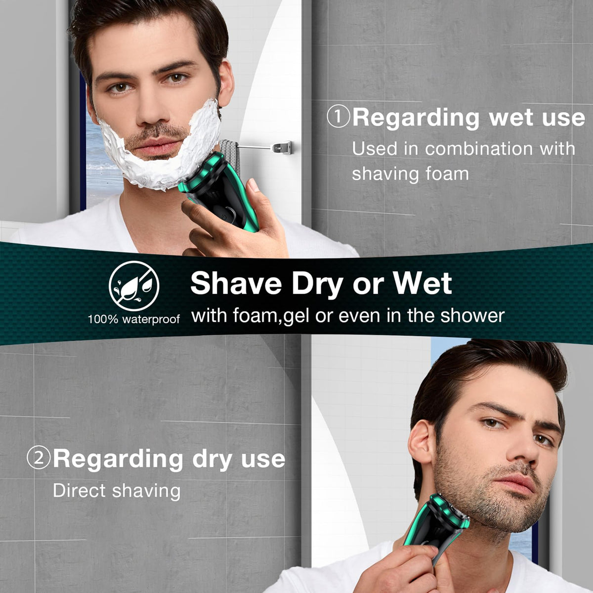 Cordless Rechargeable Rotary Electric Razor with Pop-Up Trimmer P111