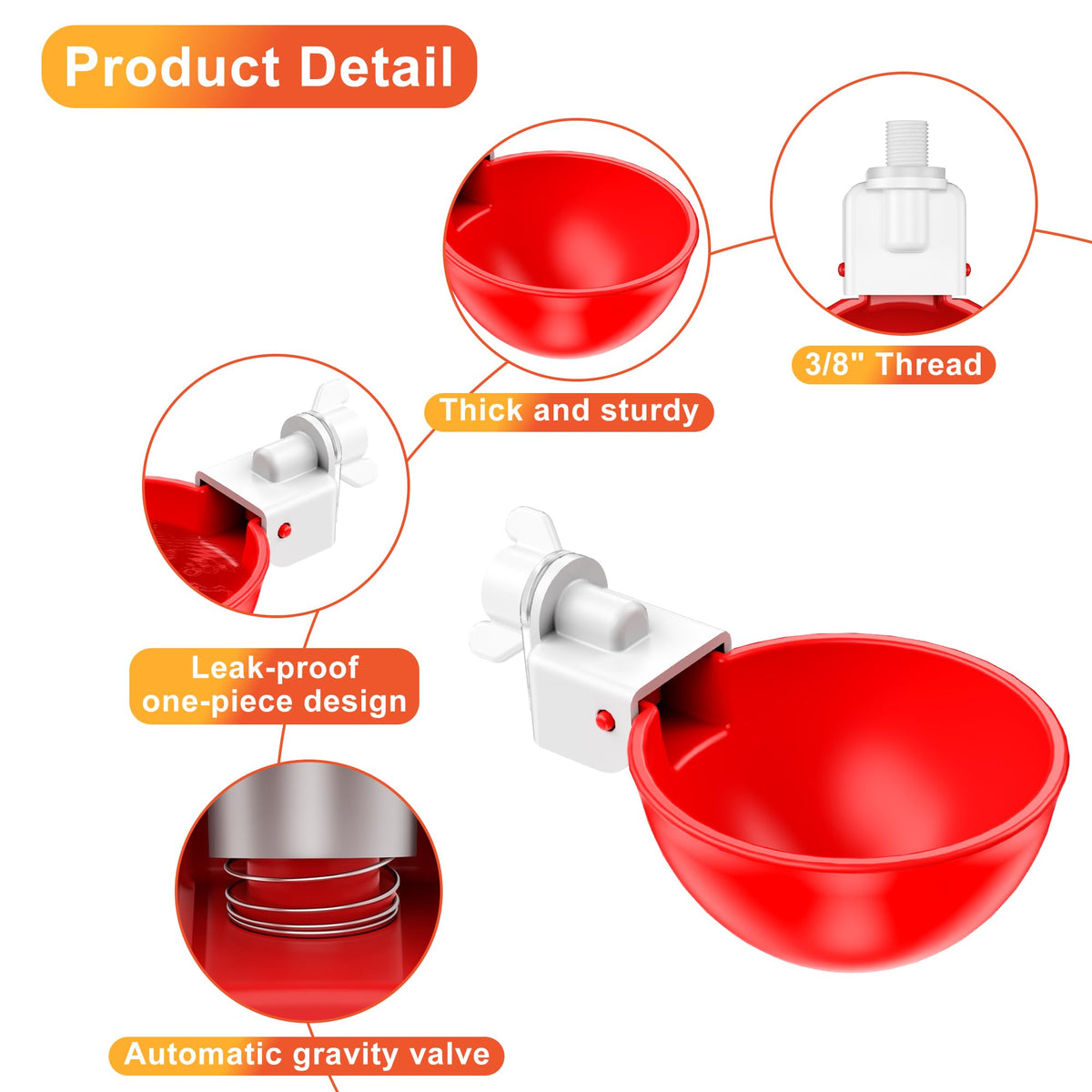 Automatic Chicken Waterer Cups 6 Pack H67192