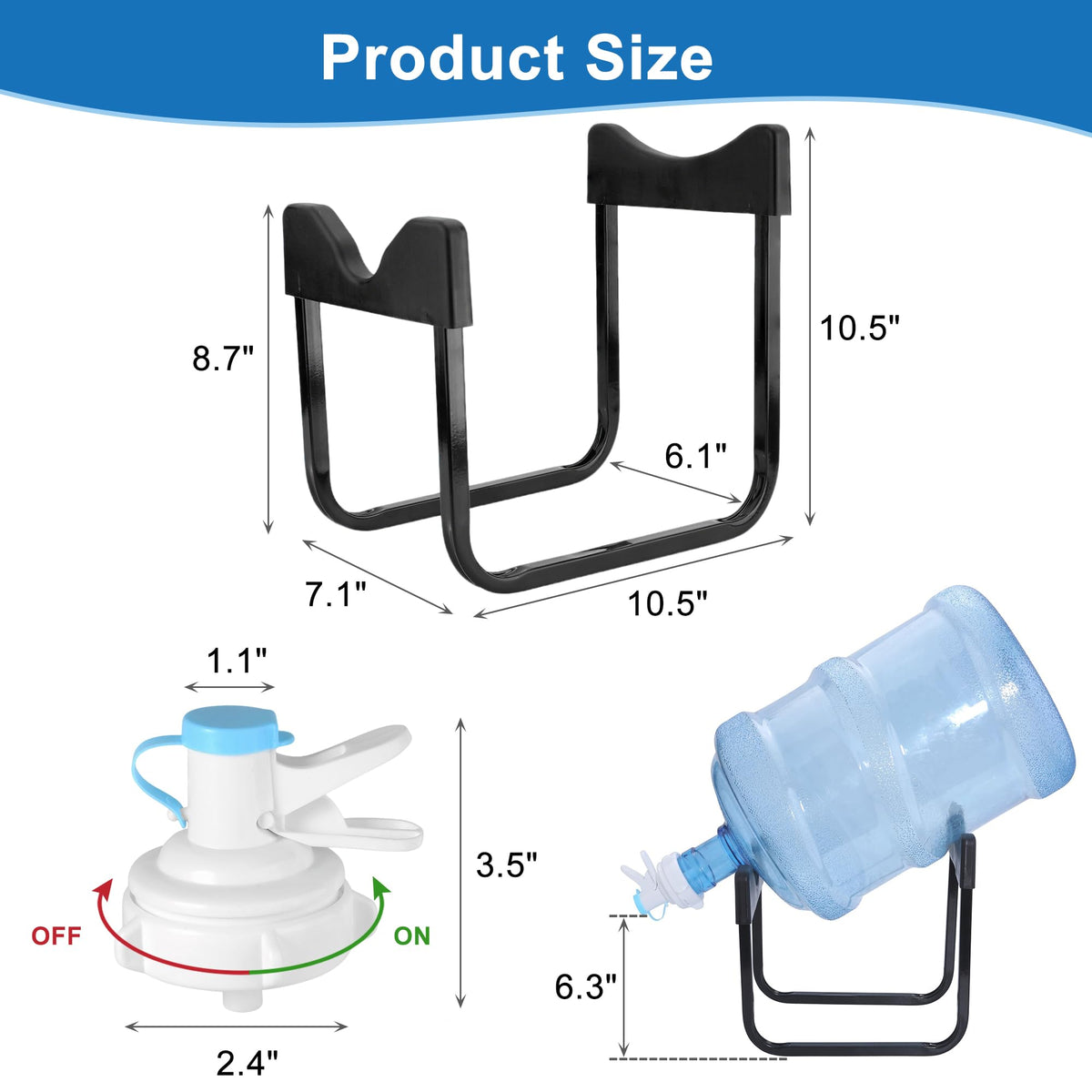 Stainless Steel 3-5 Gallon Water Jug Stand with 2 Dispenser Valves H6213
