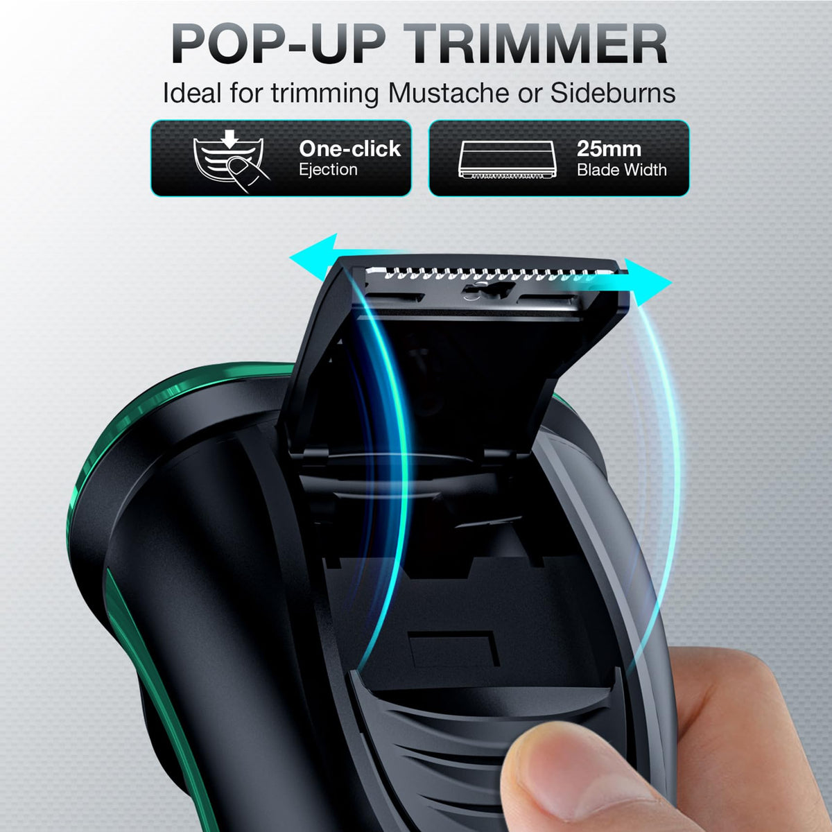 Cordless Rechargeable Rotary Electric Razor with Pop-Up Trimmer P111
