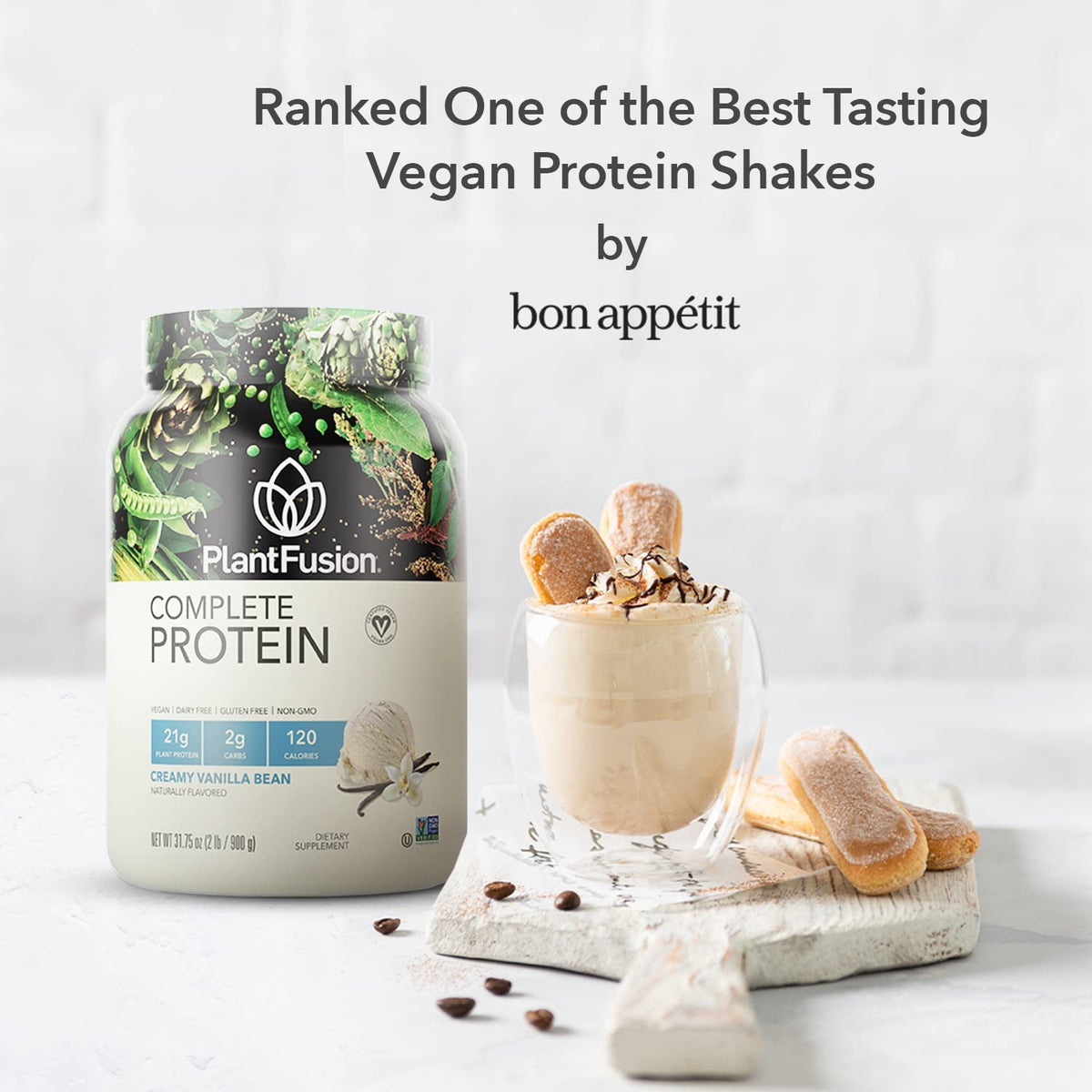 Vanilla Bean Vegan Protein Powder 2lb with Shaker Bottle V559