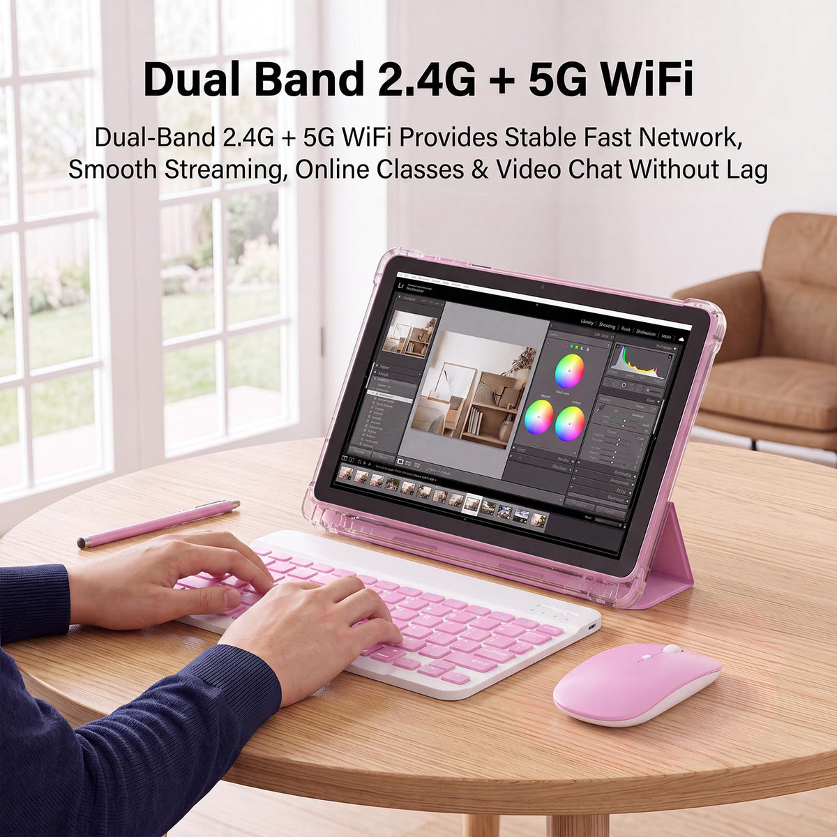 10 Inch 2 in 1 Tablet with Keyboard Kit & Case Pink C42480