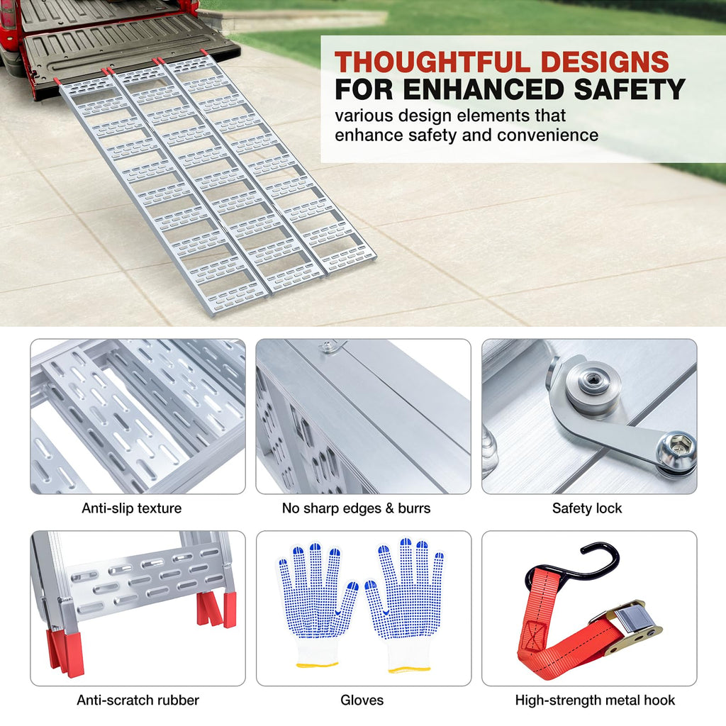 Aluminum Tri-Folding Truck Ramps 1600Lbs Max K246