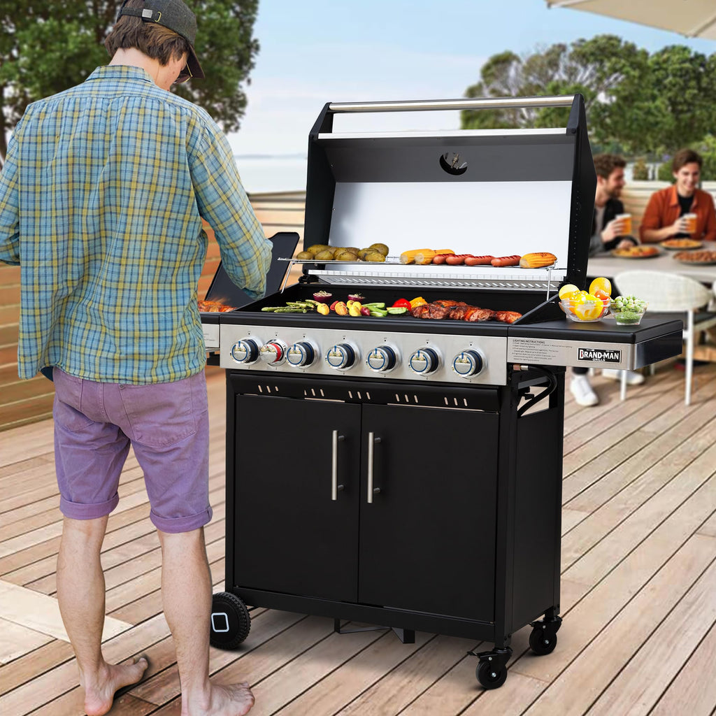 6-Burner Propane Gas Grill with Infrared Sear Side Burner J273