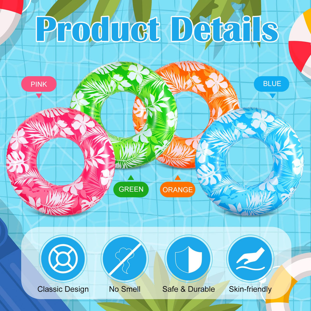 4 Pcs 42" Pool Floats N23372