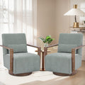 Green Swivel Accent Arm Chair Set of 2 with Solid Wood Base S8007