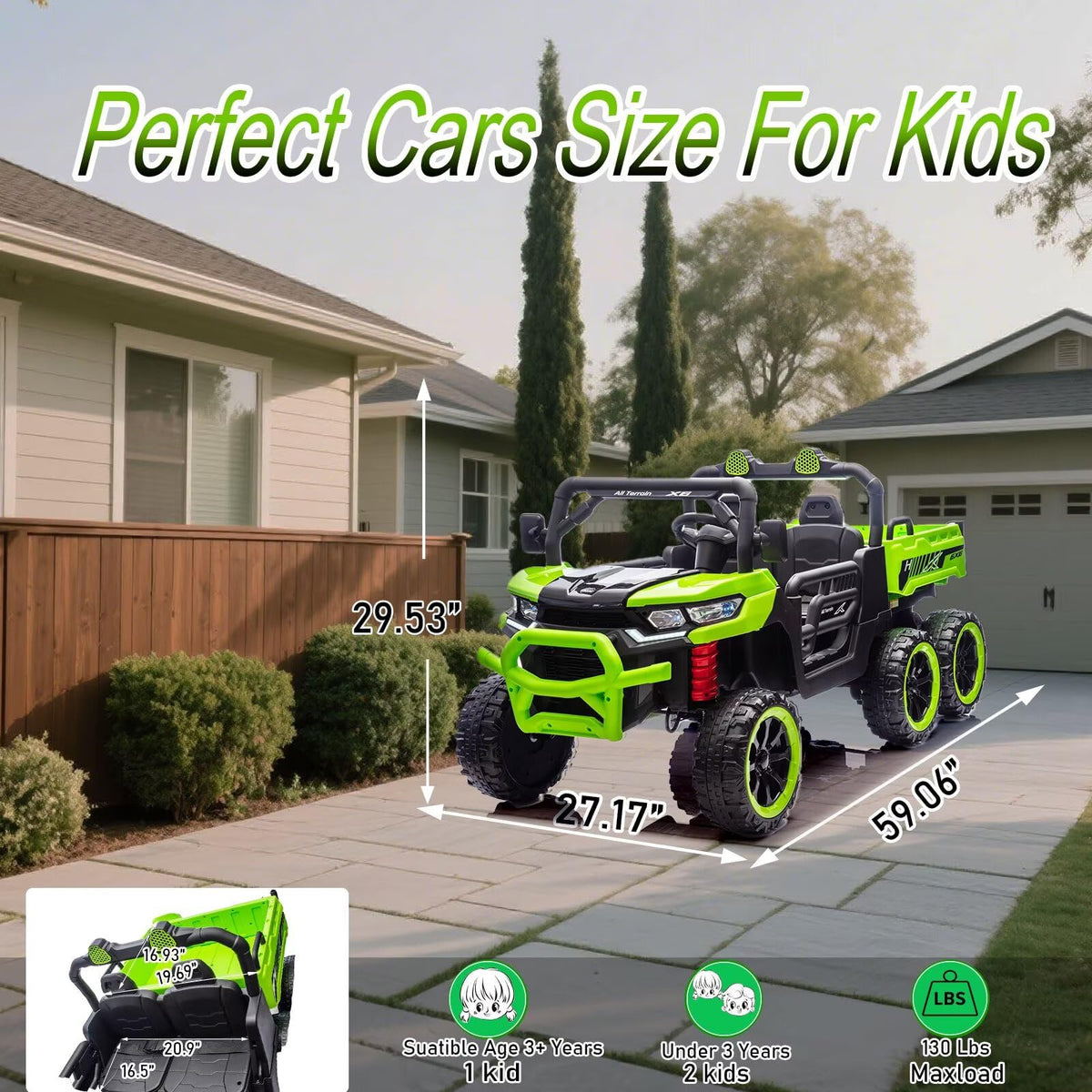 24V 2 Seater Ride On Dump Truck with Dump Bed P3067