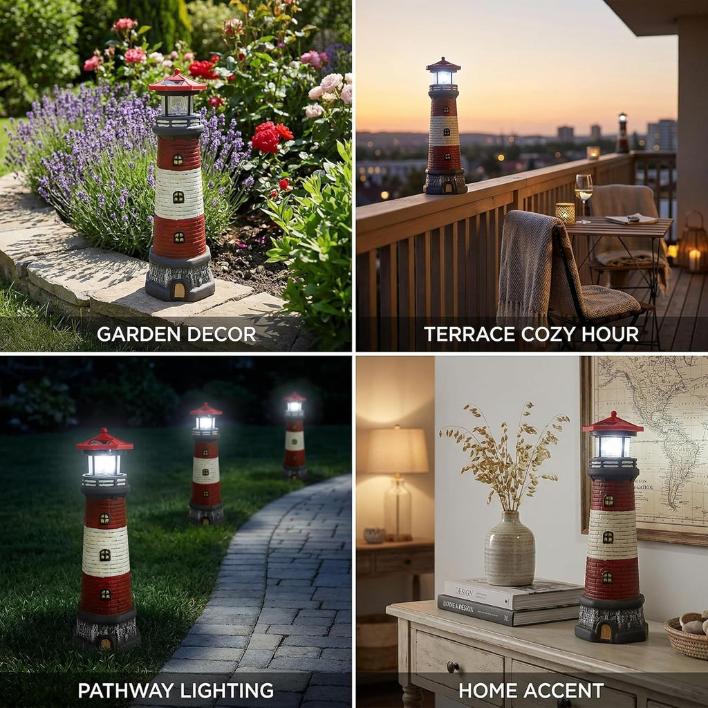 15" Rotating Lighthouse Outdoor Statue K2366