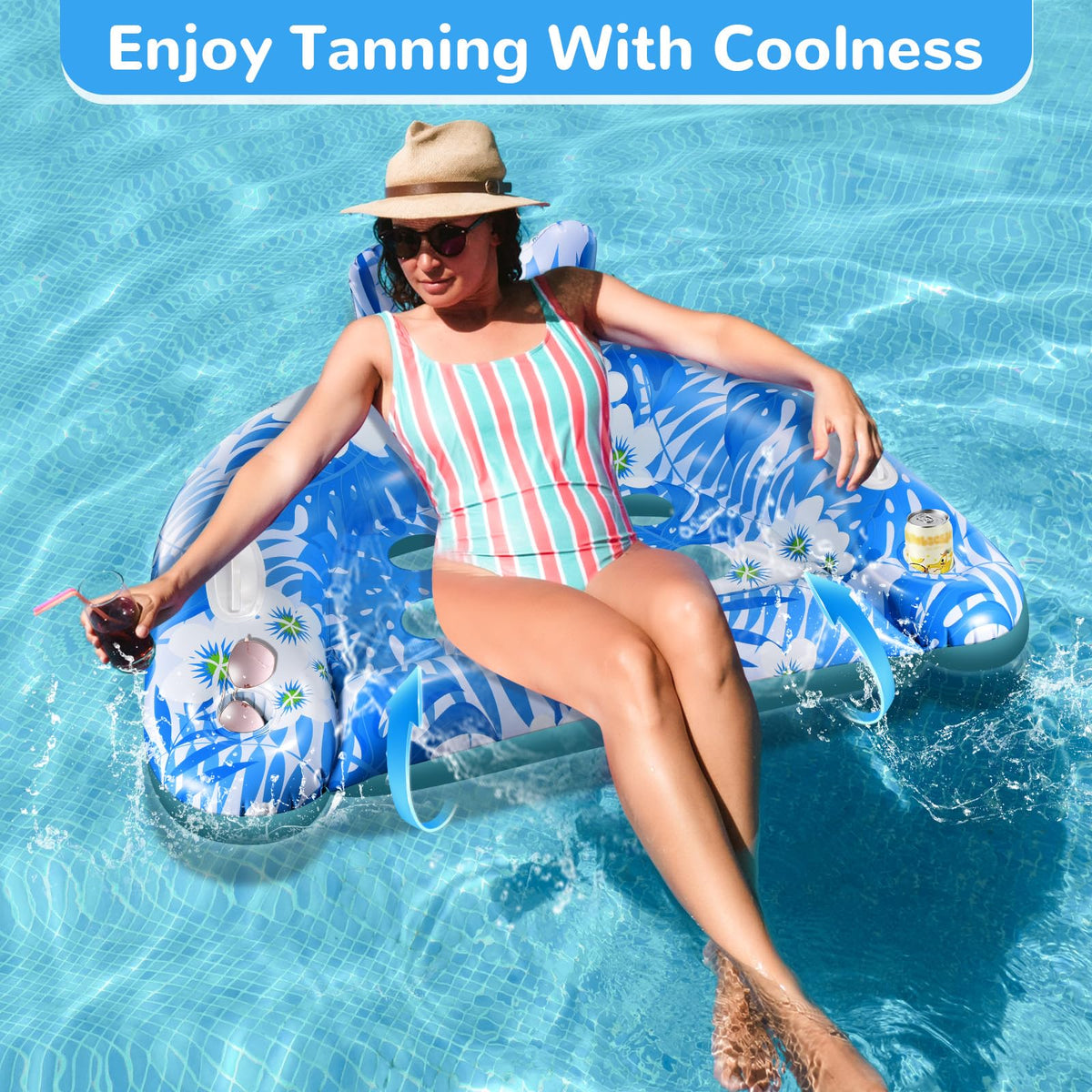 3 Packs Inflatable Pool Floats with Cupholders I53600