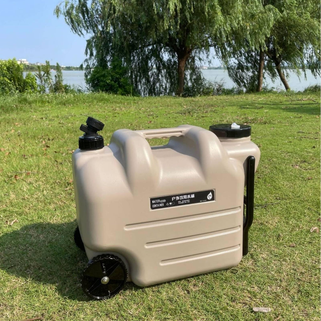 Black Portable Water Container with Faucet and Wheels Q79127