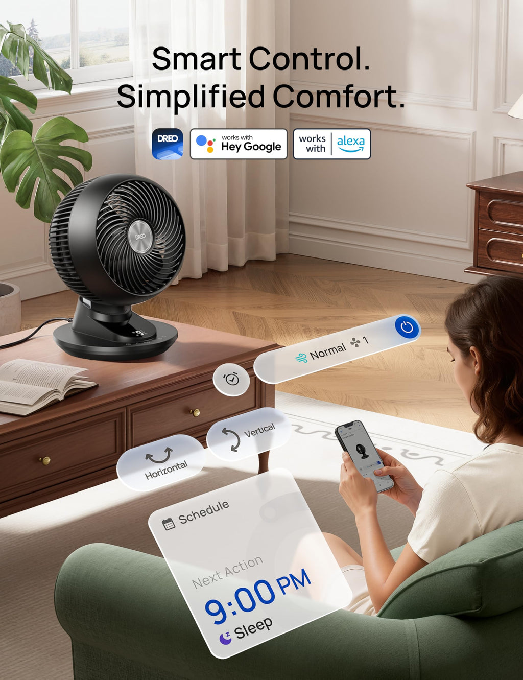 12 Inches 90° Oscillating Smart Desk Fan Q449