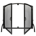 35"x27" Arched Black Fireplace Screen with Magnetic Double Doors S420915