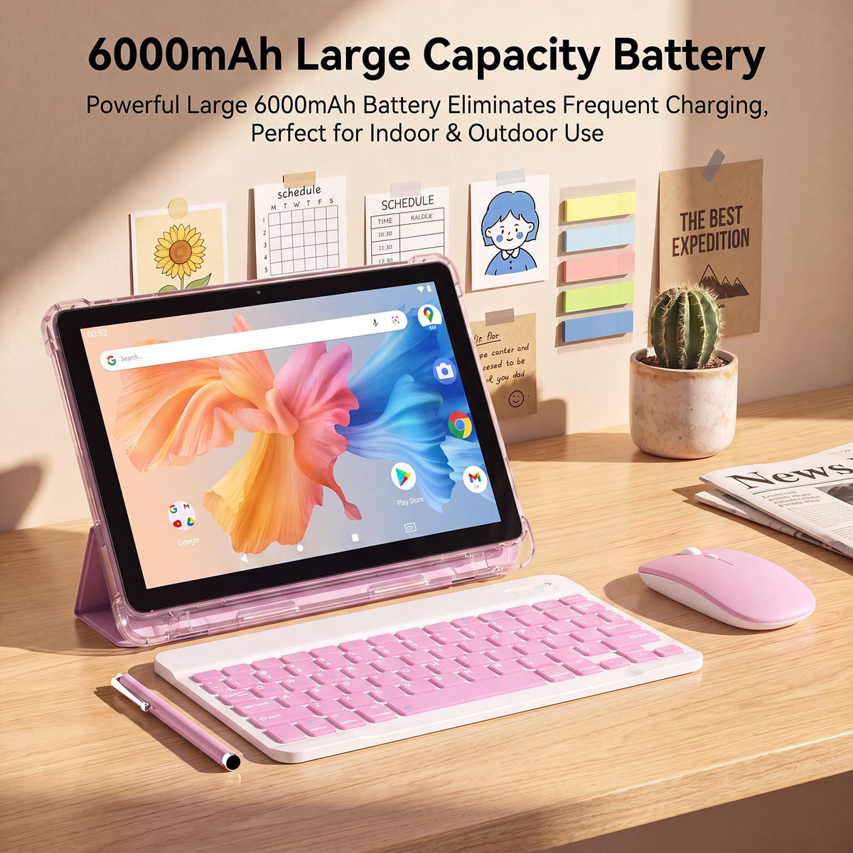 10 Inch 2 in 1 Tablet with Keyboard Kit & Case Pink C42480