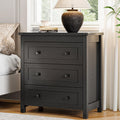 27.6" Wide Black 3 Drawer Wood Nightstand S568120