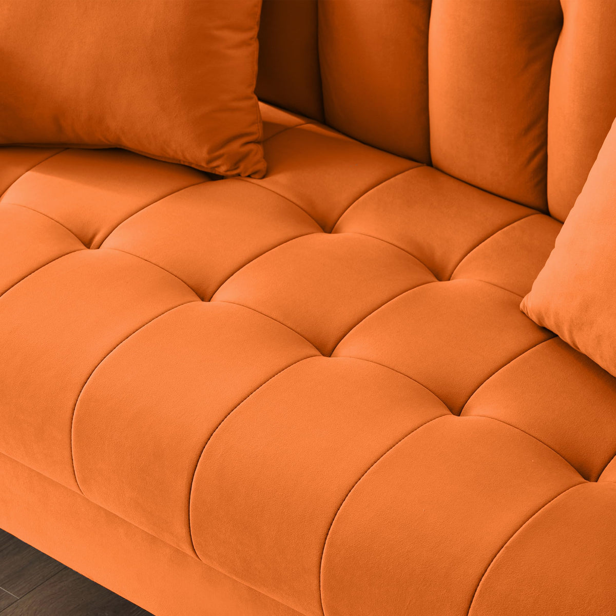 Orange Velvet Tufted Loveseat Sofa F631540