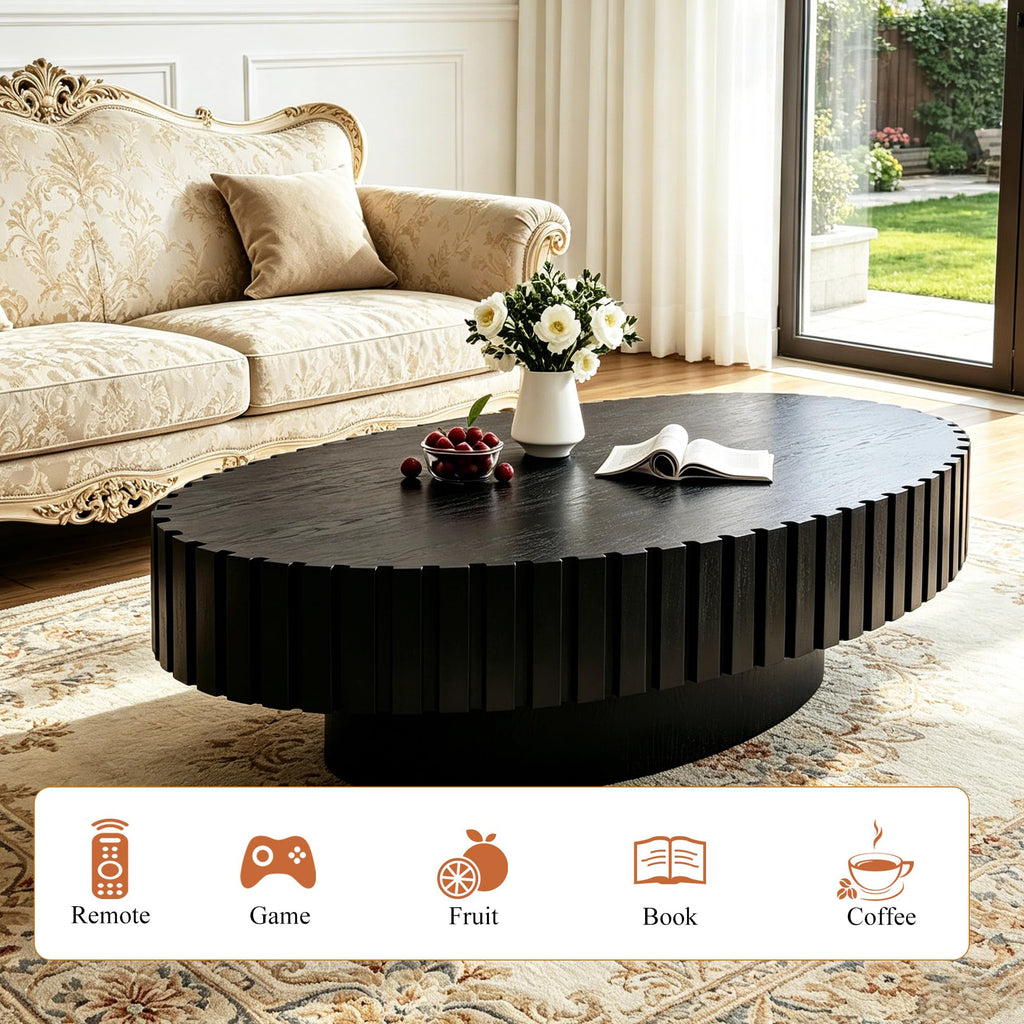 Oval Drum Coffee Table with Pedestal V26936