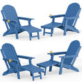 Blue HDPE Adirondack Chairs with Footrest Set of 4 H59904