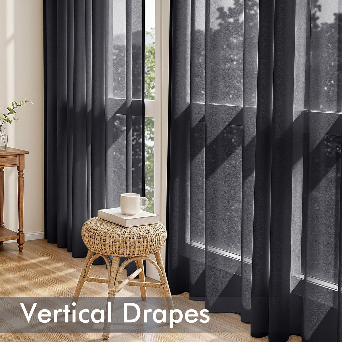 Black Sheer Curtains 84 Inches Long 4 Panels N1293