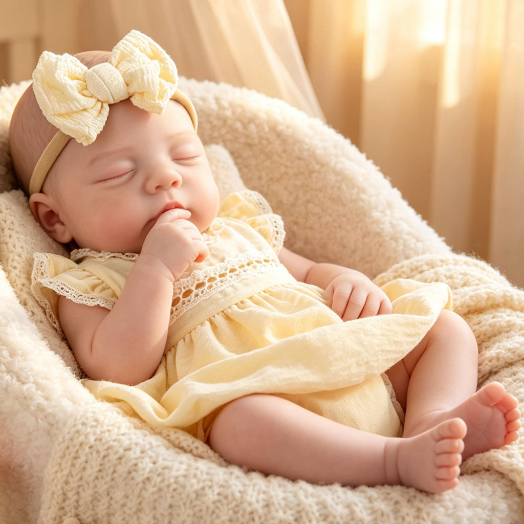 20" Realistic Sleeping Newborn Girl Doll with Weighted Body and Feeding Set H747