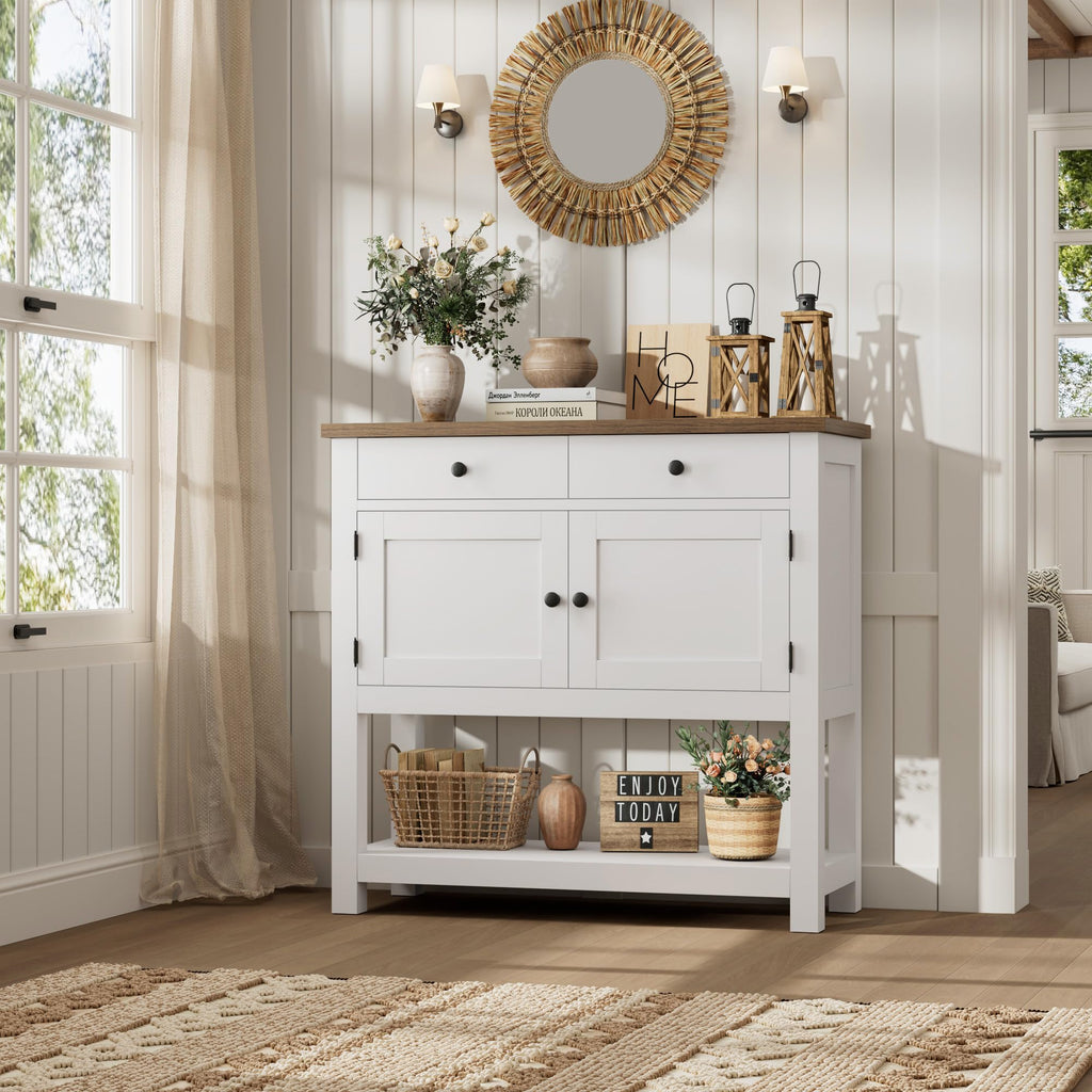 White Console Table with Storage X3028